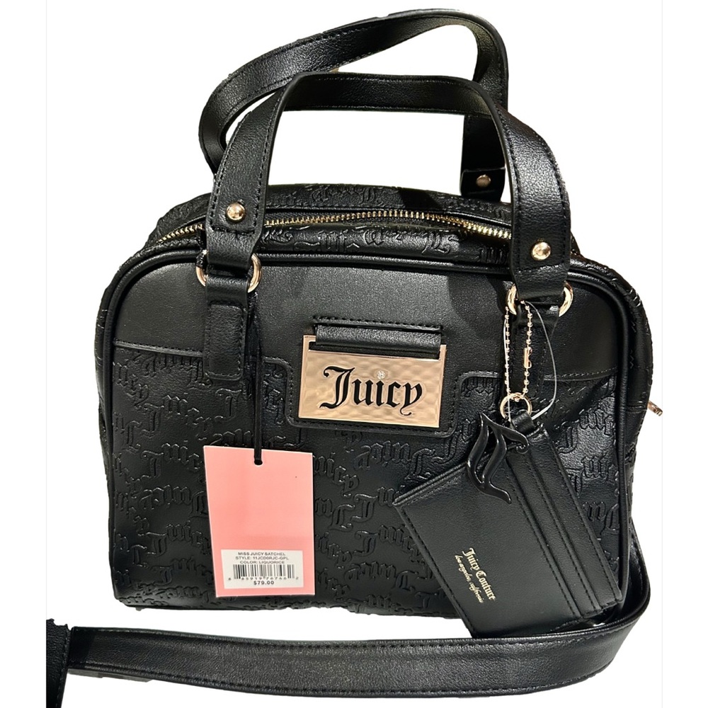 Juicy Couture Liquorice Miss Juicy Logo Signature monogram Satchel Black